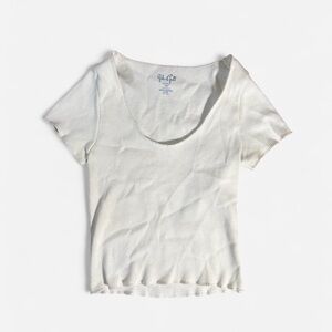 Brandy Melville white ribbed baby top